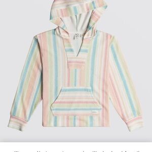 NWT Girls 4-16 “Feels Like Summer” Baja  Hoodie, White Salty Stripe, Size 14